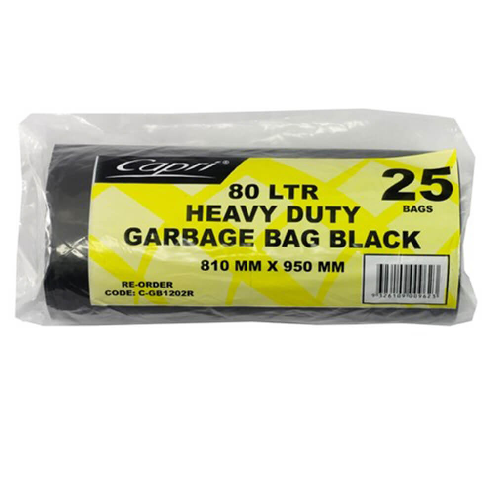 Bin Liner Black 80L Heavy Duty Bags (250/ctn) (25/roll)