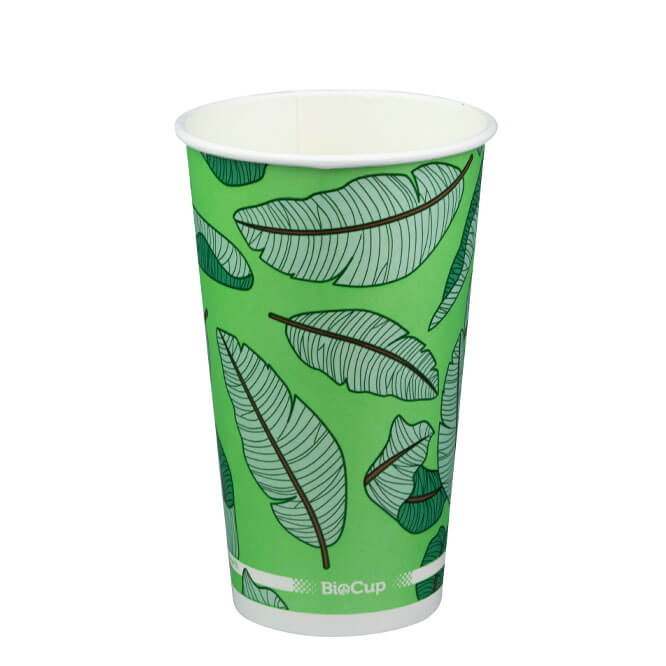 Biopak 510mL/16oz  Cold Paper Cup mixed leaf design (1000/ctn 50/slv)