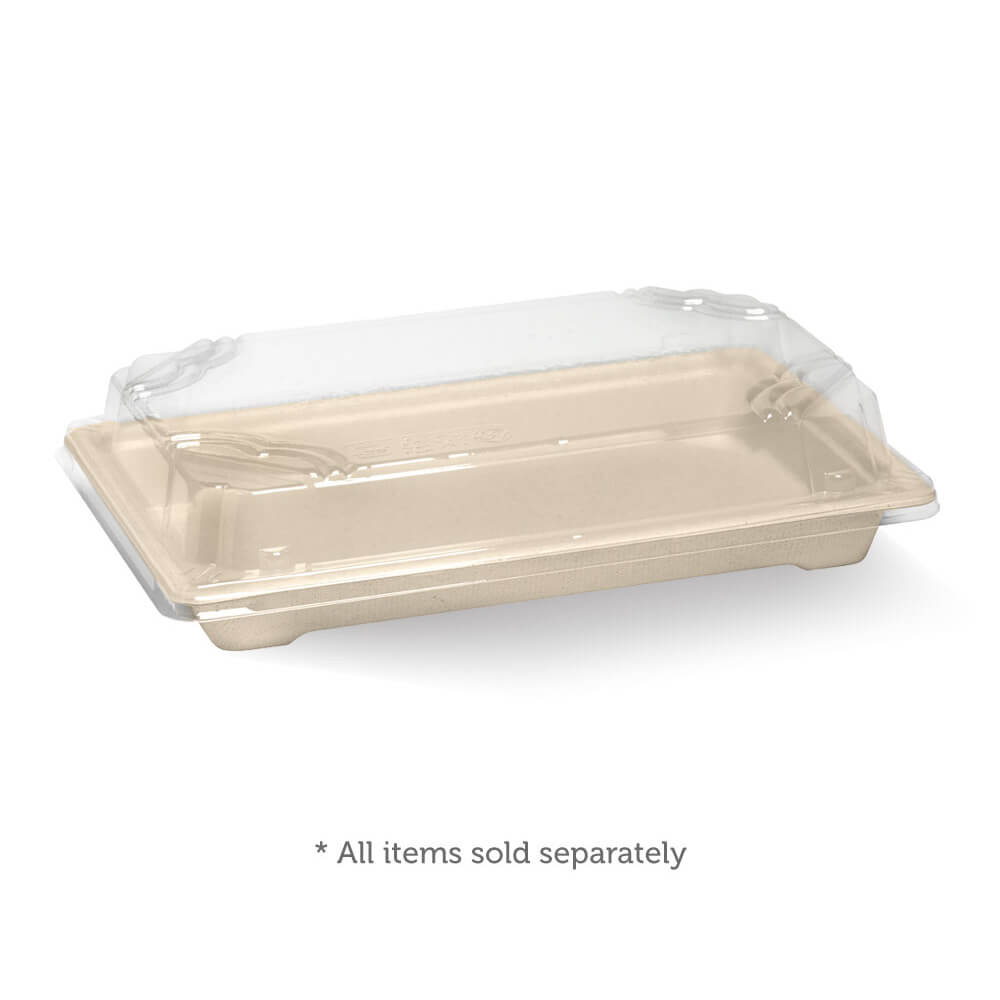 Biopak Large Sushi Tray- Natural 214 x 134 x 24mm 100 per sleeve (6/slv per cart