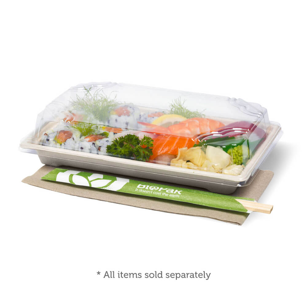 Biopak Large Sushi Tray Lid PLA  suits FDB-ST-LARGE (600/ctn) (50/slv)