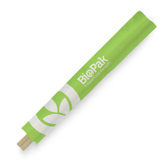 Biopak 21 Cm Chopsticks individual wrap (3000/ctn)