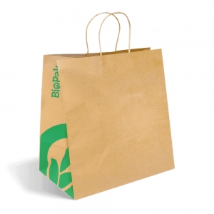 Kraft Paper Bags BioPak Jumbo Twist Handle (wide gusset) 355x220x370mm(CTN ONLY)