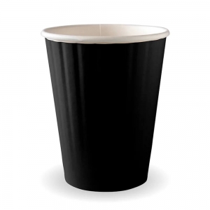 Biopak DW 12oz /390ml Coffee Cups Black Aqueous (90mm) (1000/ctn)  | (40/sl)