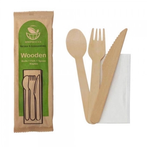Cutlery Set Wooden Knife Fork Spoon And Napkin (400/ctn)