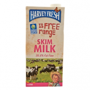 Harvey Fresh Long Life Skim Milk UHT 1L (12/Ctn)