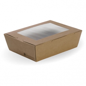 Biopak Large Bioboard Lunch Box W/window (200/ctn)