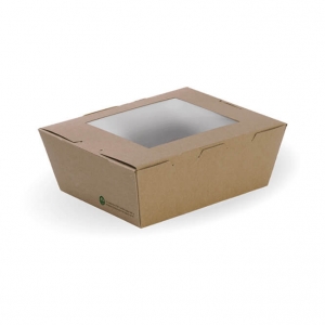 Biopak Medium Bioboard Lunch Box W/window (200/ctn)