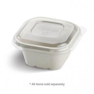 Biopak 280-630ml Clear RPet Dome Lid Square Containers (600/ctn | 50/SLV)