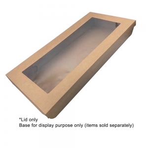 Kraft Paper Lid Catering With Window To Suit Catering Tray Size 3 Kraft 562X255X