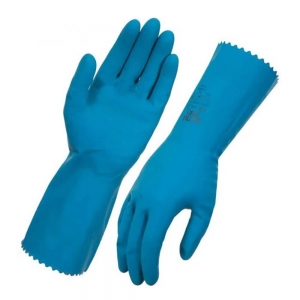 Rubber Gloves Silver Lined Blue Large