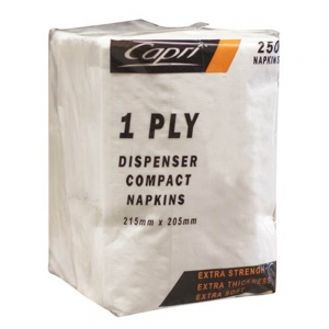 Capri 1ply Dispenser Napkin Compact D Fold White (5000/ctn) (250/slv) (C-ND0151)