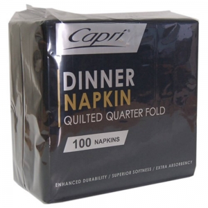 Capri Dinner Napkin 2 Ply Quilted 1/4 Fold BLACK (1000/ctn) (100/slv) (C-ND0178)