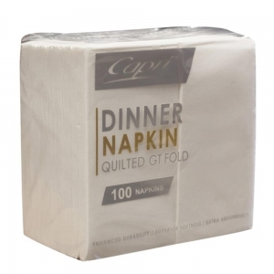 Capri Dinner Napkin Quilted GT Fold White (1000/ctn) (100/slv) (C-ND0171)