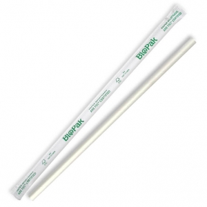 Biopak Straw 6mm individual wrapped straight straw-white (2500/ctn)