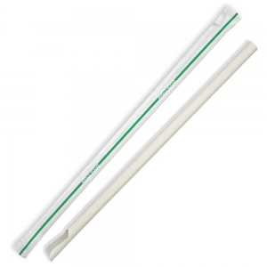 Biostraw 8mm Individually Wrapped Spoon Straw - 8mmx210mm White (3000/ctn) (250/